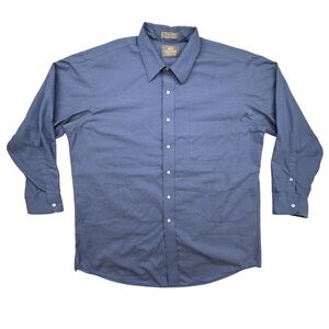 Stafford Executive Shirt Mens 17.5 34 Blue Pinpoint Oxford Wrinkle Free Classic